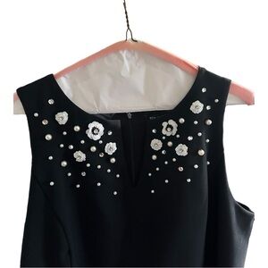 Fox and Ali beaded collar black sleeveless dress with pockets